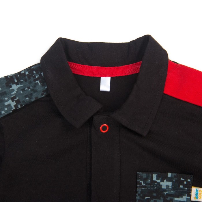 Рубашка для мальчика, рост 110 см, цвет чёрный/карбон милитари Рб-200