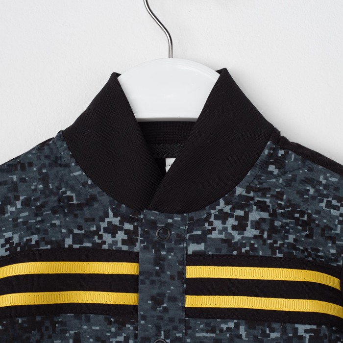 Рубашка для мальчика, рост 80 см, цвет чёрный/карбон милитари Рб-200.1_М