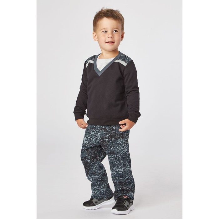 Толстовка для мальчика, рост 110 см, цвет чёрный/карбон милитари Дж-197