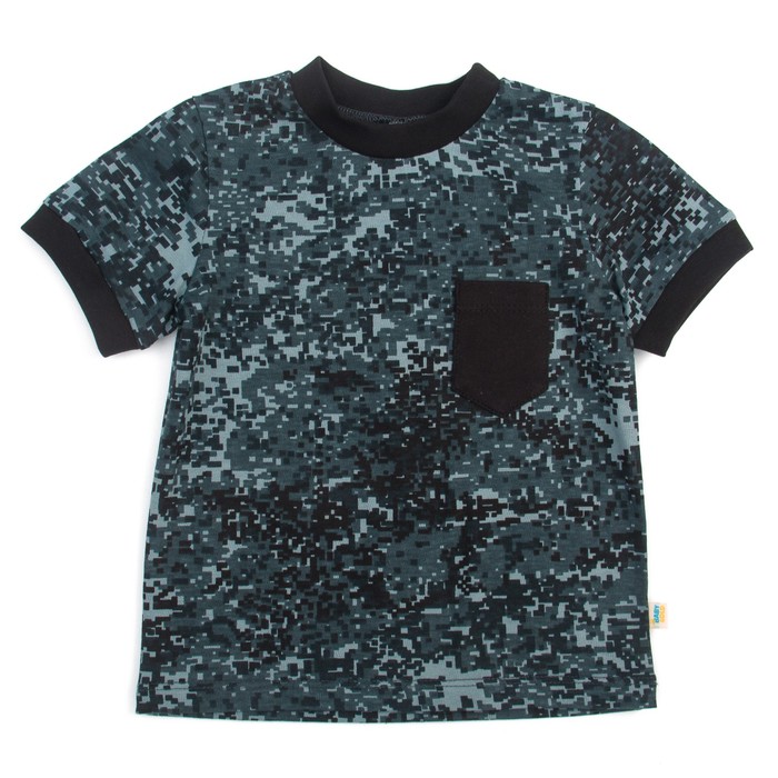Футболка для мальчика, рост 80 см, цвет черный/карбон милитари Фт-201_М