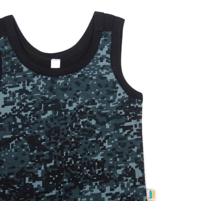 Майка для мальчика, рост 80 см, цвет чёрный/карбон милитари Мк-219.1_М