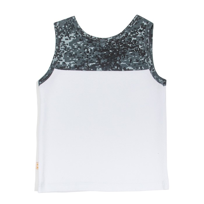 Майка для мальчика, рост 92 см, цвет белый/карбон милитари Мк-219_М
