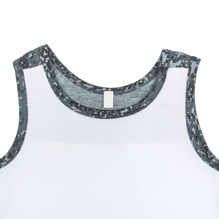 Майка для мальчика, рост 92 см, цвет белый/карбон милитари Мк-219_М