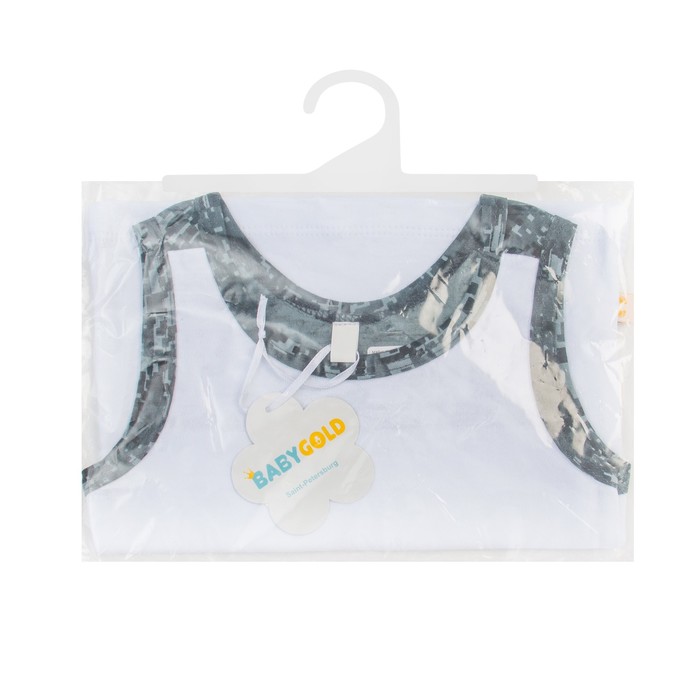 Майка для мальчика, рост 92 см, цвет белый/карбон милитари Мк-219_М