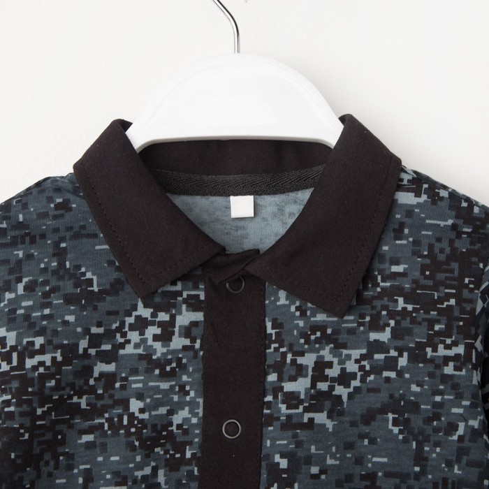 Рубашка для мальчика, рост 80 см, цвет чёрный/карбон милитари Рб-217_М