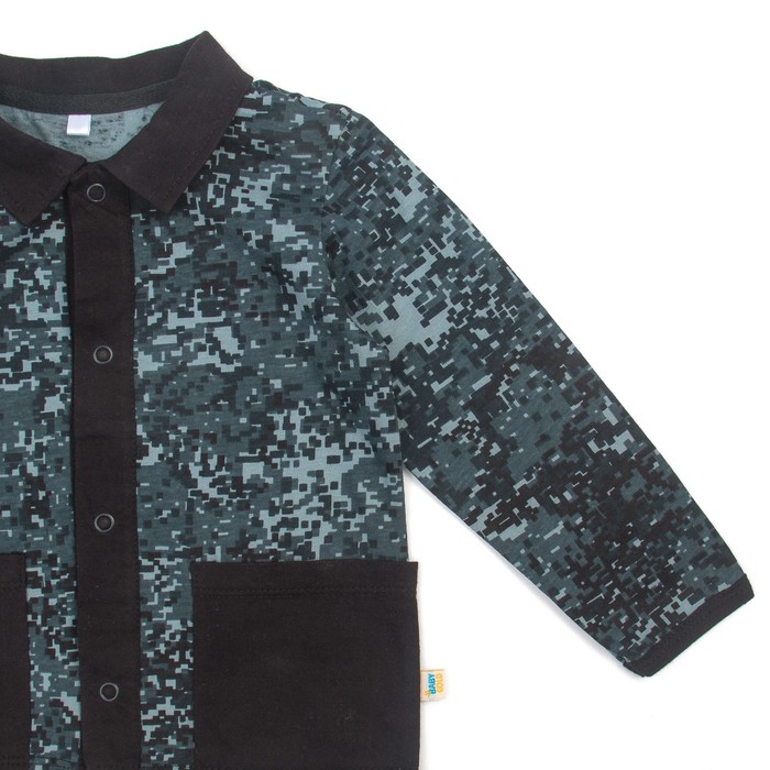 Рубашка для мальчика, рост 86 см, цвет чёрный/карбон милитари Рб-217_М