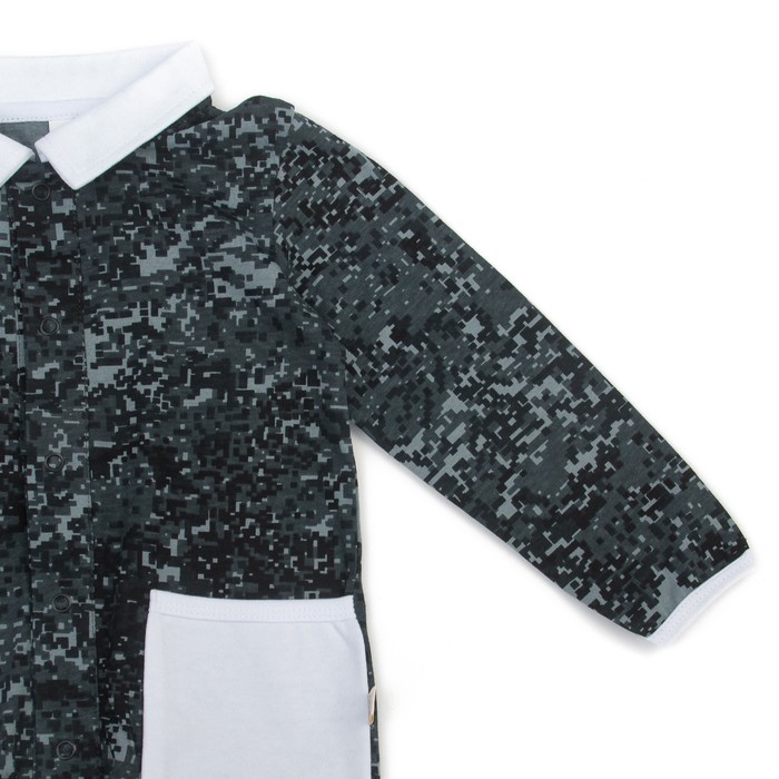 Рубашка для мальчика, рост 80 см, цвет белый/карбон милитари Рб-217.1_М
