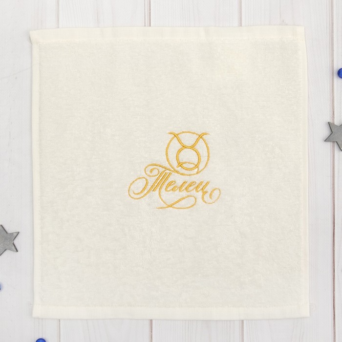 Полотенце махровое "Телец" 30х30 см, цвет молочный, 100% хлопок, 340 г/м2