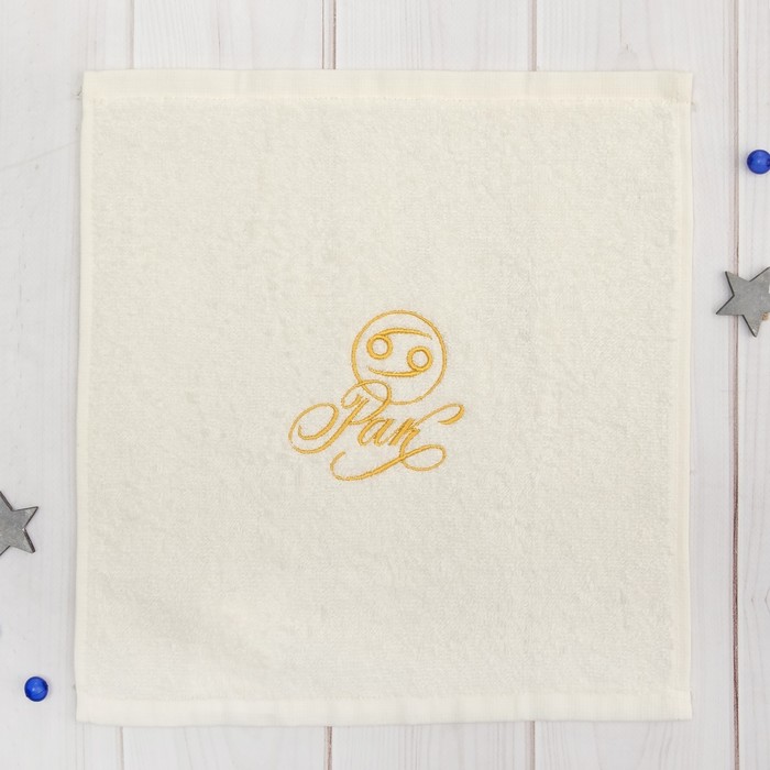 Полотенце махровое "Рак" 30х30 см, цвет молочный, 100% хлопок, 340 г/м2