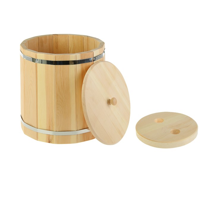 Кадка с крышкой 20л, нержавеющий обруч, КЕДР