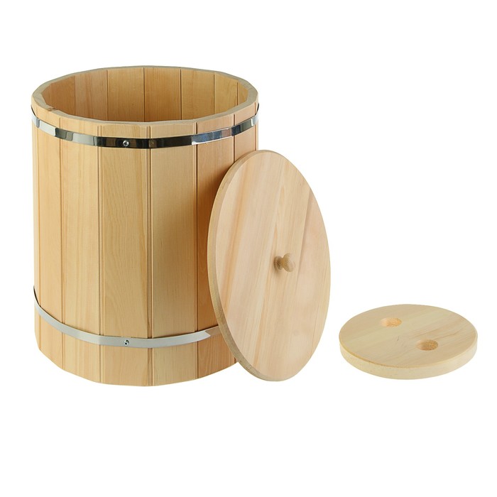 Кадка с крышкой 30л, нержавеющий обруч, КЕДР