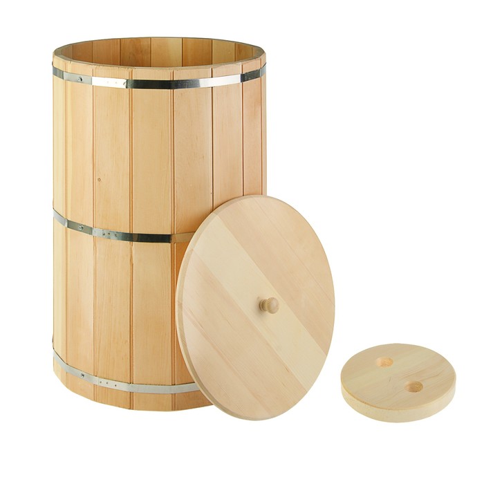 Кадка с крышкой 60л, нержавеющий обруч, КЕДР