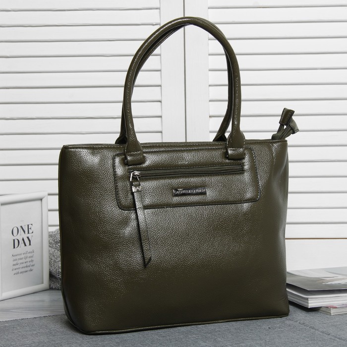 Сумка женская, 2 отдела на молниях, наружный карман, цвет хаки