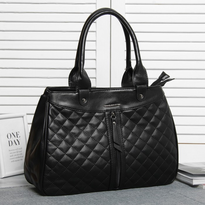 Сумка женская, 2 отдела на молниях, 2 наружных кармана, цвет чёрный