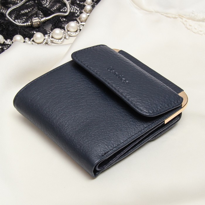 Кошелёк женский, 3 отдела, для карт, для монет, цвет синий