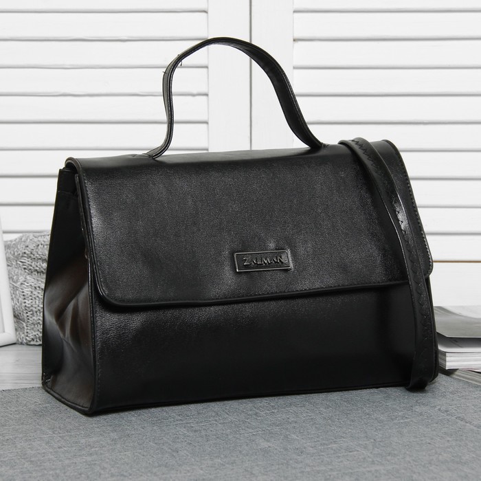 Сумка женская, отдел с перегородкой на молнии, наружный карман, длинный ремень, цвет чёрный