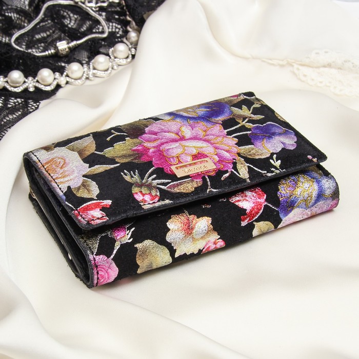 Кошелёк женский, отдел рамка, 3 отдела, для карт, для монет, цвет чёрный