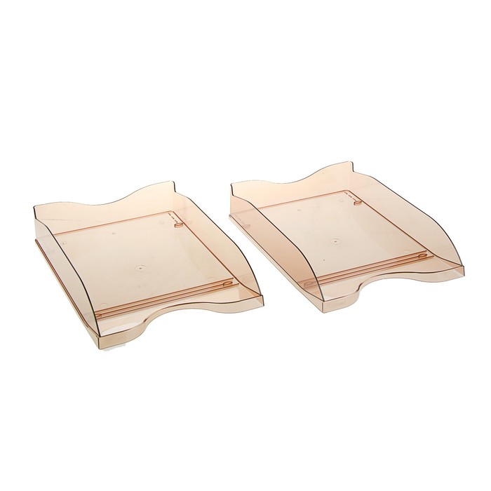 Набор лотков для бумаг горизонтальных "Люкс" 2 штуки, тонированный коричневый