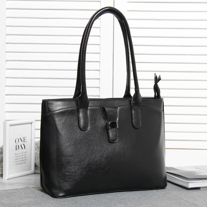 Сумка женская, 2 отдела на молниях, наружный карман, цвет чёрный