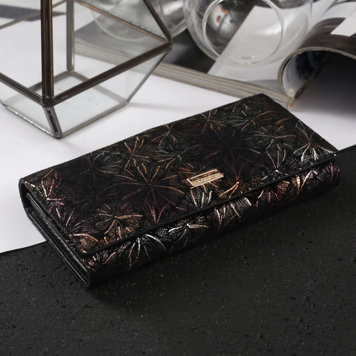 Кошелёк женский, 2 отдела рамка, 3 отдела, для карт, для монет, наружный карман, цвет сиреневый