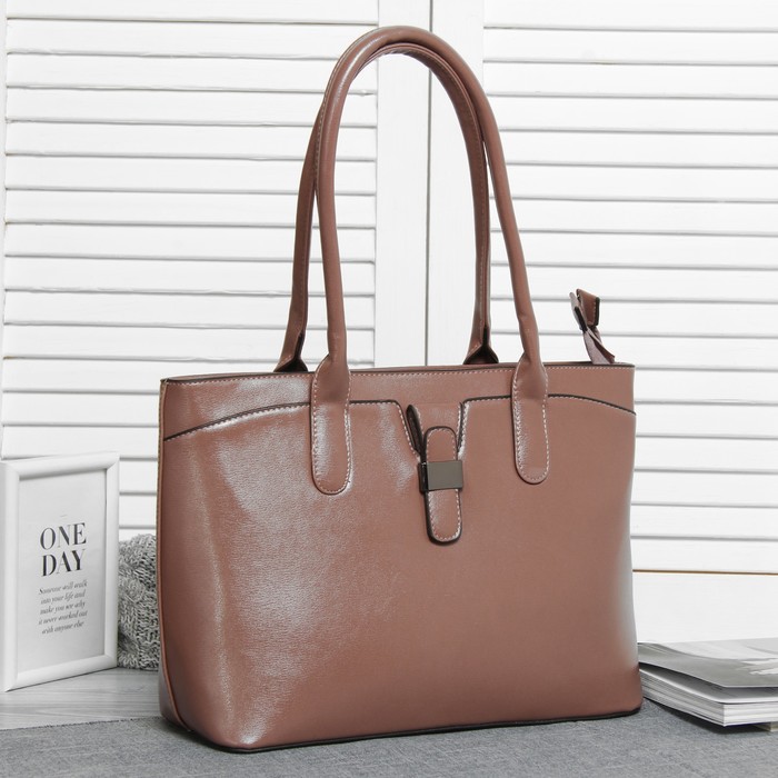 Сумка женская, 2 отдела на молниях, наружный карман, цвет пудровый