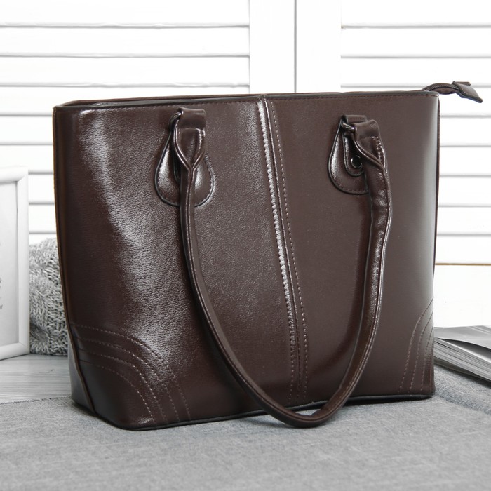 Сумка женская, отдел с перегородкой на молнии, наружный карман, цвет кофе