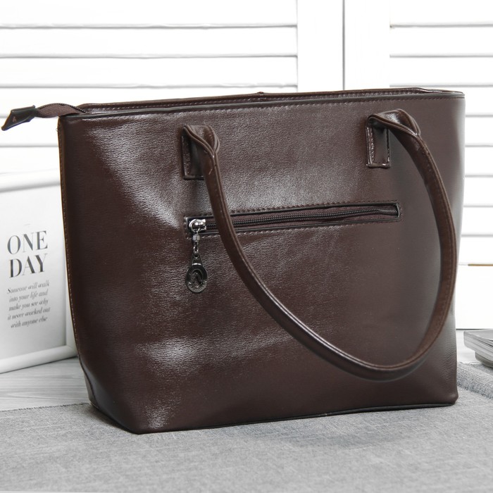 Сумка женская, отдел с перегородкой на молнии, наружный карман, цвет кофе