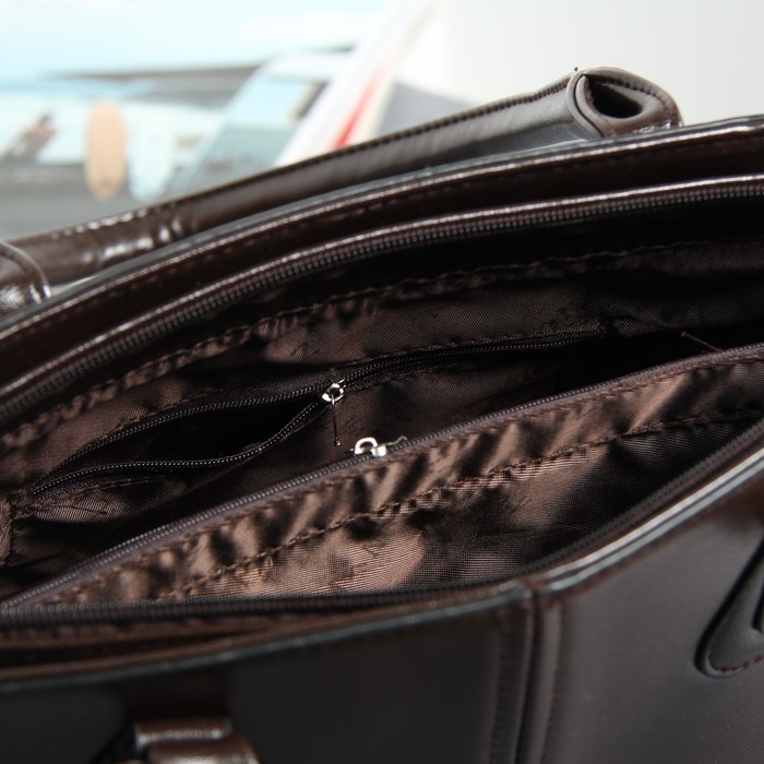 Сумка женская, отдел с перегородкой на молнии, наружный карман, цвет кофе