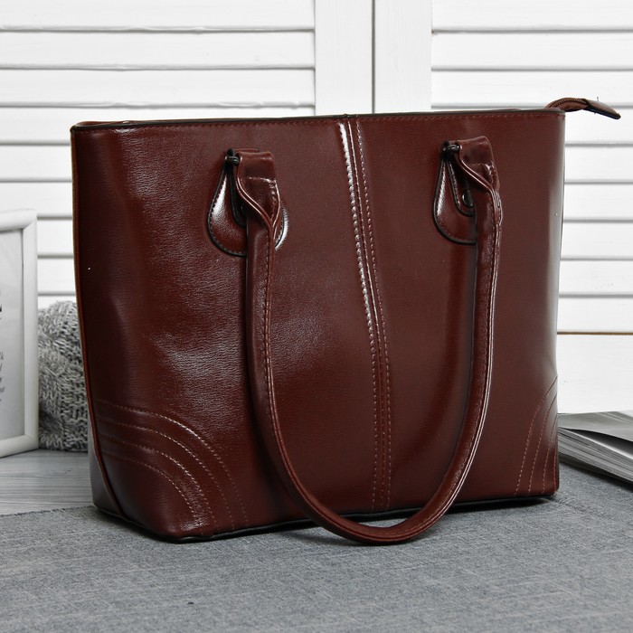 Сумка женская, отдел с перегородкой на молнии, наружный карман, цвет коричневый