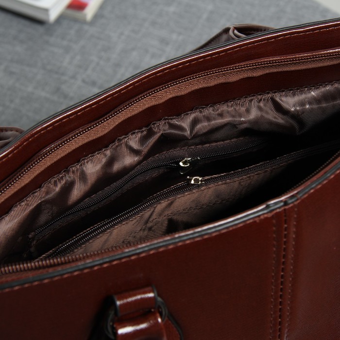 Сумка женская, отдел с перегородкой на молнии, наружный карман, цвет коричневый