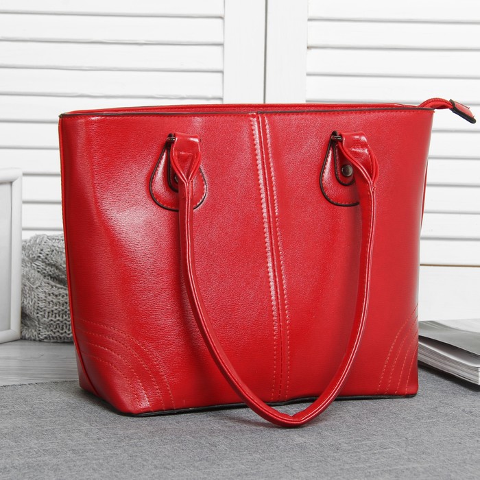 Сумка женская, отдел с перегородкой на молнии, наружный карман, цвет красный