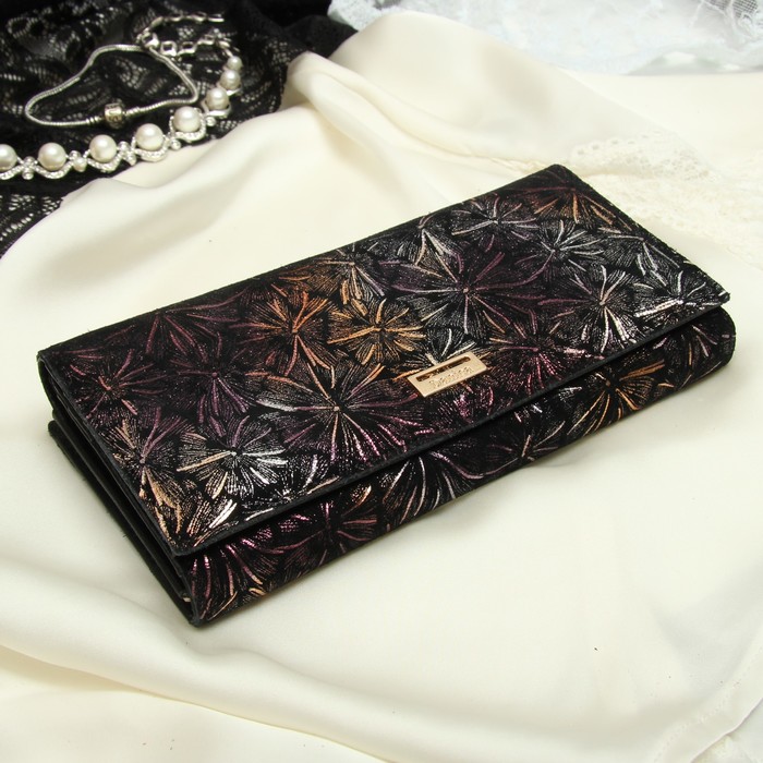 Кошелёк женский, 2 отдела рамка, 3 отдела, для карт, для монет, цвет розовый