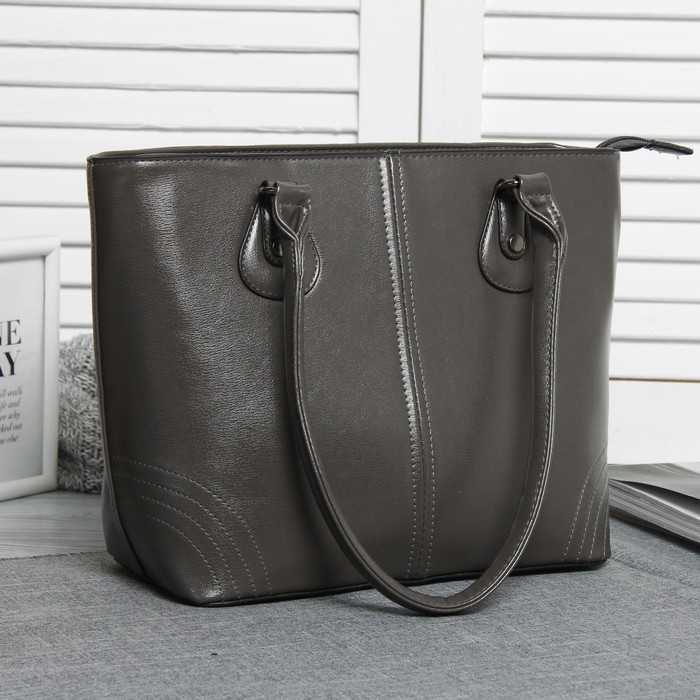 Сумка женская, отдел с перегородкой на молнии, наружный карман, цвет серый