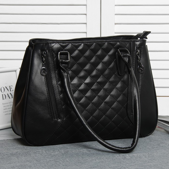 Сумка женская, 2 отдела на молниях, 3 наружных кармана, цвет чёрный