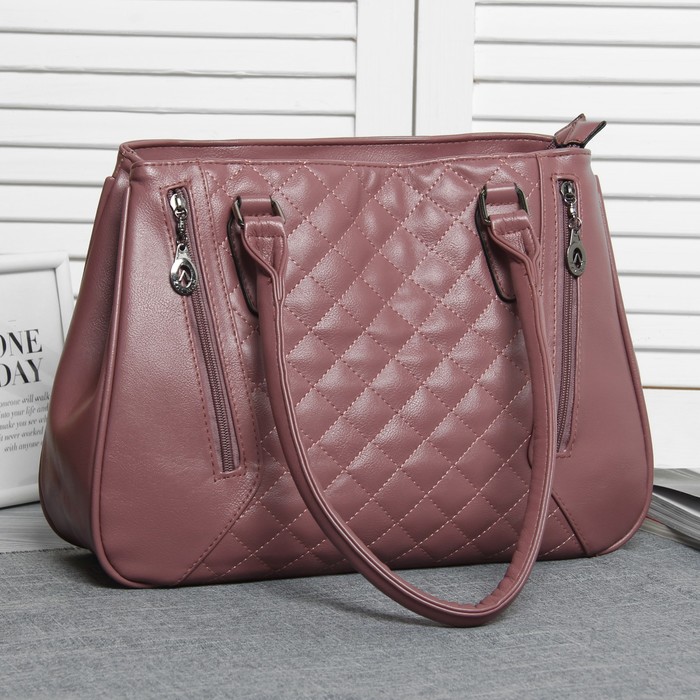 Сумка женская, 2 отдела на молниях, 3 наружных кармана, цвет пудровый