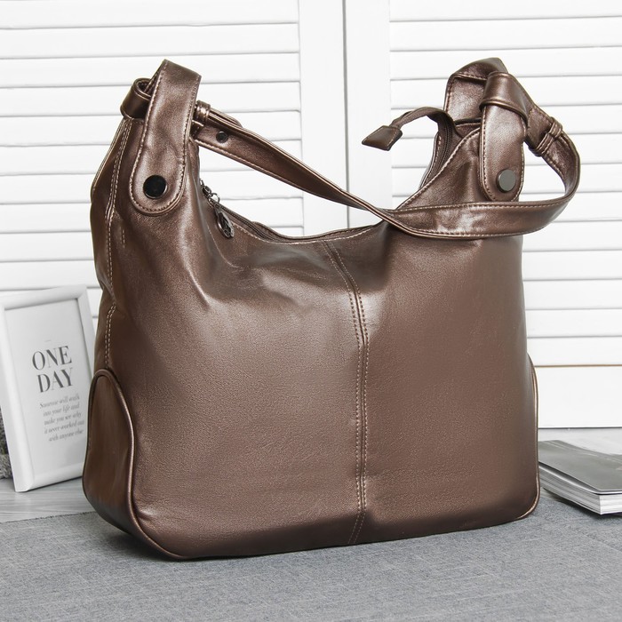 Сумка женская, отдел с перегородкой на молнии, наружный карман, цвет золотой