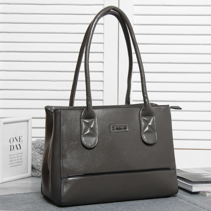 Сумка женская, отдел с перегородкой на молнии, наружный карман, цвет серый