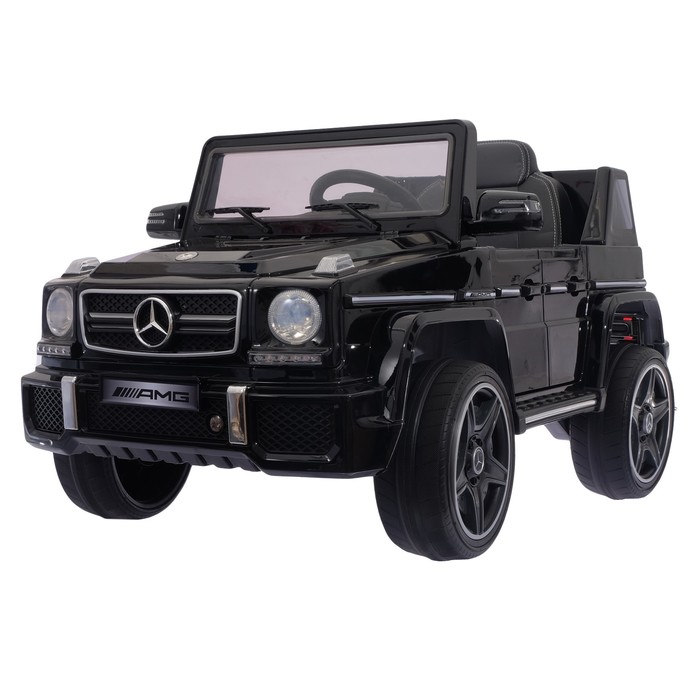 Электромобиль MERCEDES-BENZ G63 AMG, EVA колёса, кожаное сидение, цвет чёрный глянец