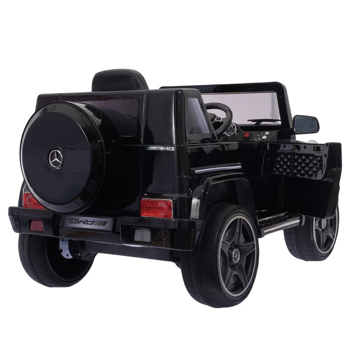 Электромобиль MERCEDES-BENZ G63 AMG, EVA колёса, кожаное сидение, цвет чёрный глянец