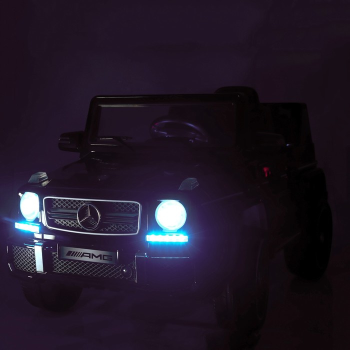 Электромобиль MERCEDES-BENZ G63 AMG, EVA колёса, кожаное сидение, цвет чёрный глянец
