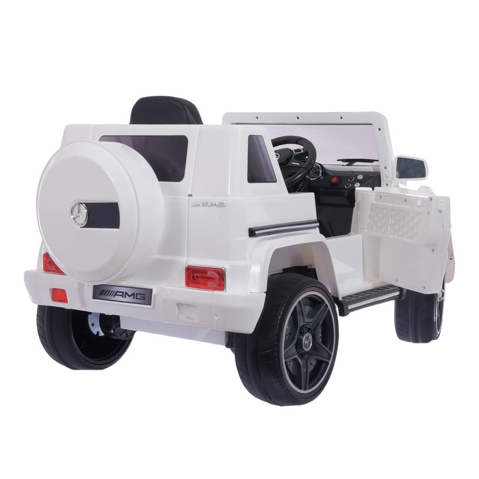 Электромобиль MERCEDES-BENZ G63 AMG, EVA колёса, кожаное сидение, цвет белый