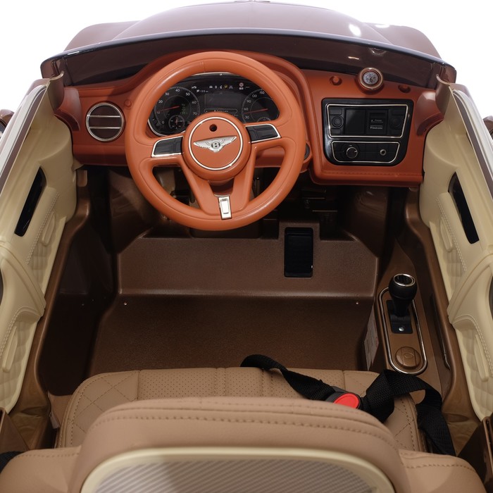 Электромобиль BENTLEY BENTAYGA, EVA колёса, кожаное сидение, цвет коричневый глянец