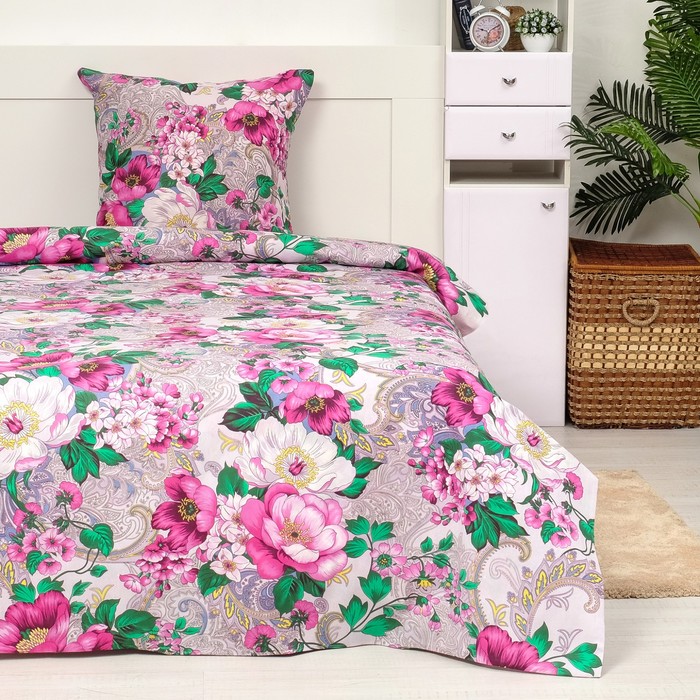 Постельное бельё Экономь и Я 1,5 сп. Розовые пионы 143х215 ± 5 см, 150х214 ± 5 см, 70х70 ± 5 см -1 шт, 120 ± 6 гр/м², 100%хл, бязь