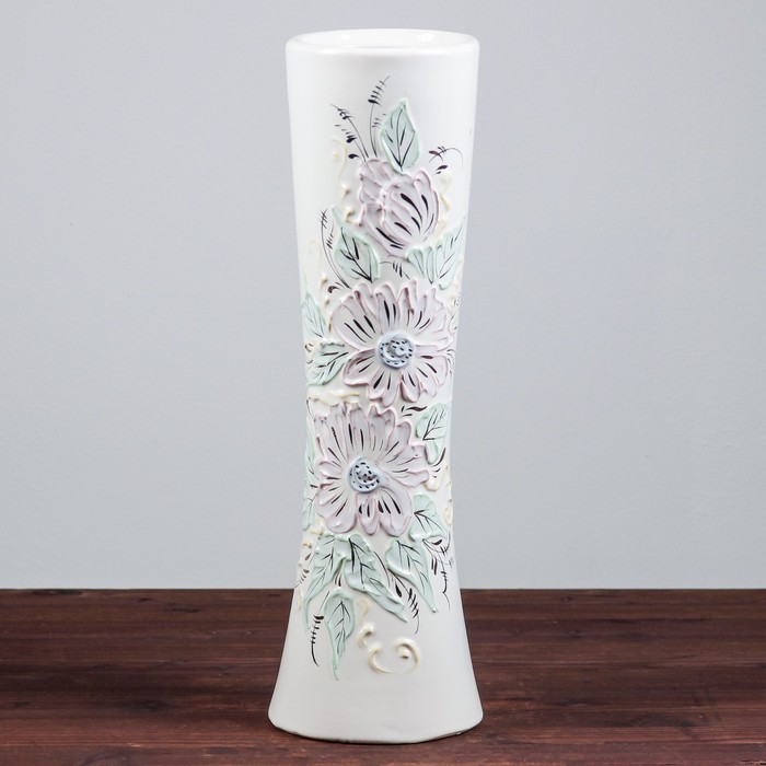 Ваза  "Марика-Росса" белая, художественная лепка