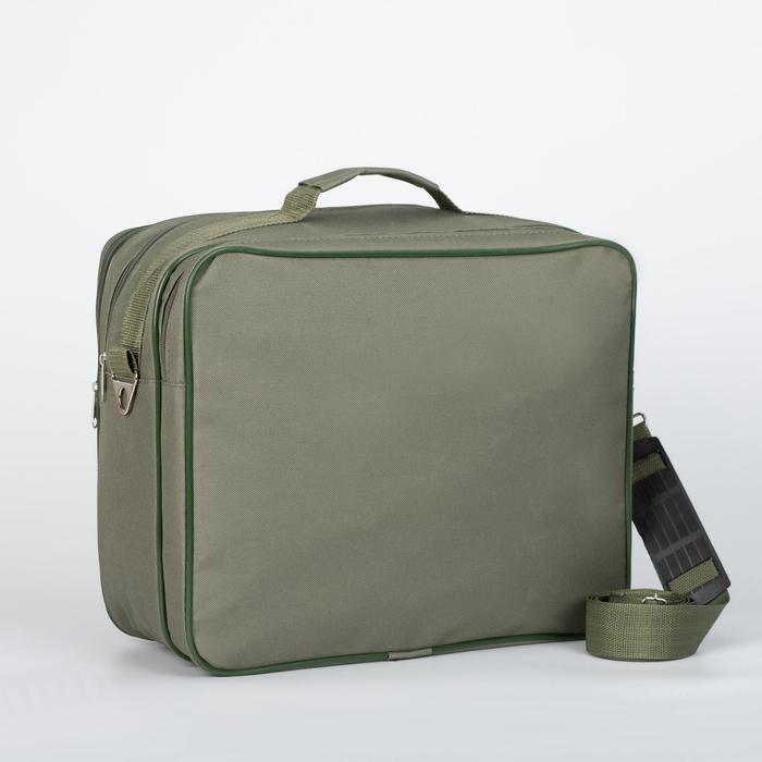 Сумка дорожная на молнии, 2 отдела, длинный ремень, цвет хаки
