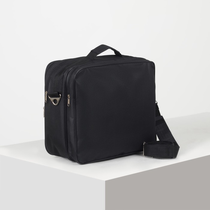Сумка дорожная на молнии, 2 отдела, длинный ремень, цвет чёрный