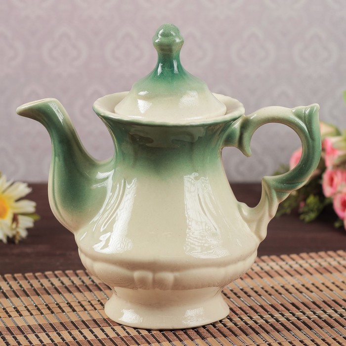 Чайник для заварки 0,6 л "Блиц" изумруд, вишня деколь