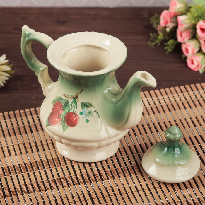 Чайник для заварки 0,6 л "Блиц" изумруд, вишня деколь