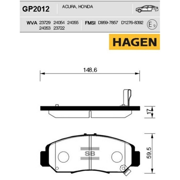Колодки тормозные дисковые SANGSIN GP2012