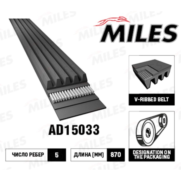 Ремень приводной MILES 5PK870 AD15033